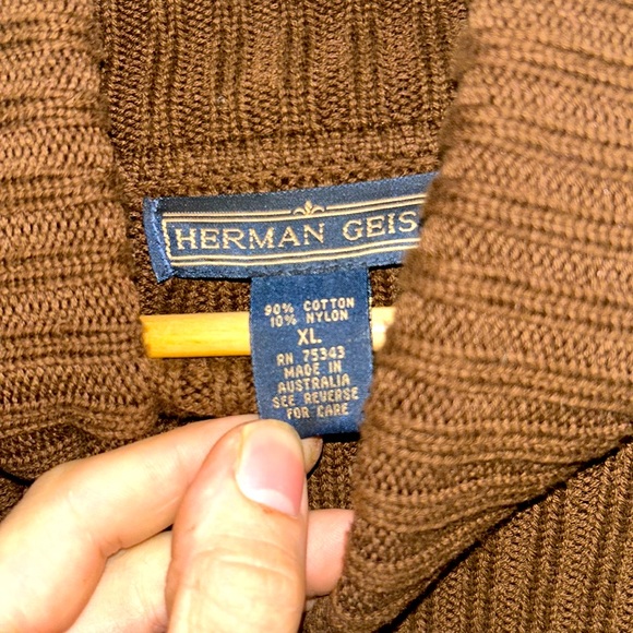 VINTAGE 90s Herman Geist Turtleneck Brown XL - Picture 5 of 5